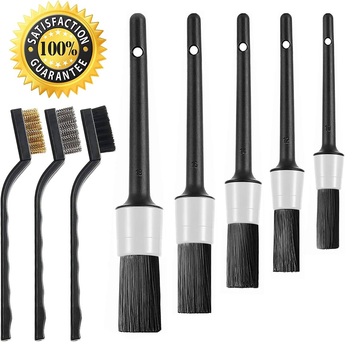 Car Detailing Brushes, 8 Pcs Auto Detailing Brush Set with 5 Detailing
