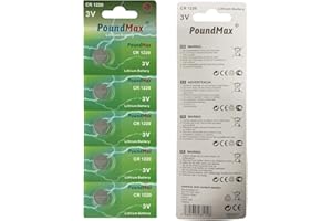 PoundMax CR 1220 Batteries 3v Lithium Button Cell Battery Combo Pack - 5 Count