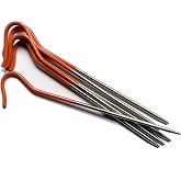 Vargo Titanium Shepherds Hook Stake with Fluorescent Orange Head (6 Pack) | Camping Tent Stakes | 0.3 Ounces (8 Grams) 6.5&rdquo; L x 0.14&rdquo; D (165 x 3.5mm) | Ultralight Durable Tent pegs | Model T-117