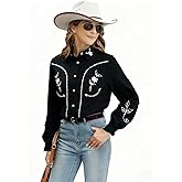 Western Shirts for Women Cowgirl Cowboy Button Down Tops Floral Print Long Sleeve Snap Western Outfits