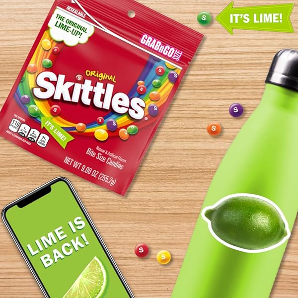 SKITTLES ORIGINAL SUMMER CHEWY CANDY, GRAB N GO, 9 OZ RESEALABLE CANDY BAG
