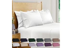BAMPURE Luxury Series 6 Pcs Queen Sheet Set - 100% Pure Viscose derived from Bamboo Sheets Queen Size - Super Soft Queen Cooling Sheets for Hot Sleepers - Up to 16’’ Deep Pocket Queen Sheets (White)