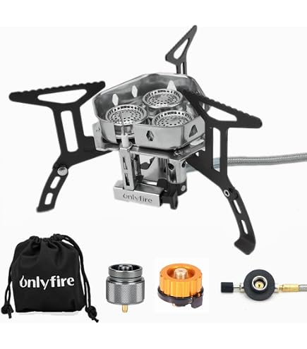 Alanmoship BRS-3000T - Réchaud à Gaz Ultra-léger En Titane Pour Le Camping, Randonnée Et Pique-nique - Flamme Rotative Haute Efficacité, Design Pliable, 25g