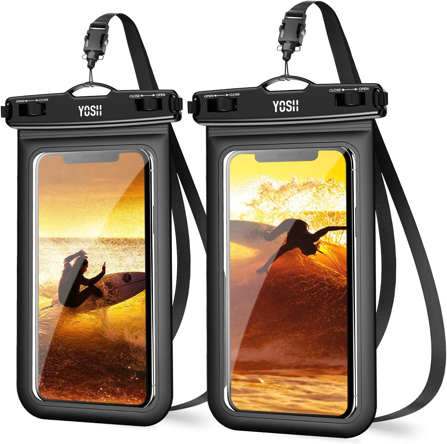 YOSH IPX8 Waterproof Phone Pouch 2-Pack, Underwater Phone Case, Waterproof Case with Lanyard