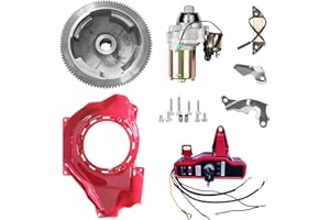 Carkio Electric Start Conversion Kit Compatible with Honda GX160 GX200 5.5HP 6.5HP Starter Motor Flywheel Key Switch Coil Ignition Fan Cover Fit