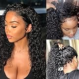 Pizazz 13x4 Glueless Lace Front Wigs Human Hair with Baby Hair Bleached Knots 180% Density Brazilian Deep Wave HD Transparent