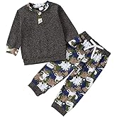 Bekarsy Toddler Boy Clothes Fall Winter Outfits Baby Boys Plaid Button Down Long Sleeve Tops + Pants Sets 12 Months-5T