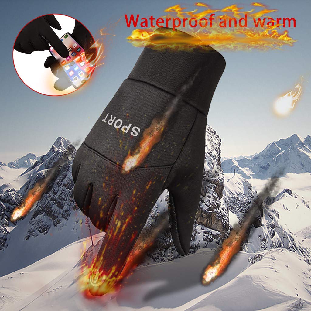 Vovotrade Winter Glove for Men Women Keep Warm Touch Screen Waterproof Windproof Cold Weather Mitten for Cycling Running (M, Black)