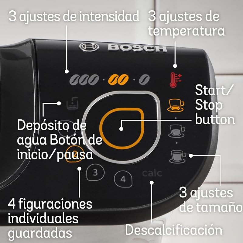 Máquina multibebida BOSCH TASSIMO MY WAY 2, TAS6504, hasta 70 bebidas, OneTouch, servicio individual, personalización de bebidas, filtración de agua BRITA MAXTRA+, INTELLIBRE, blanco