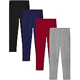 Cooraby 4 Pack Girls Cotton Leggings Ankle Length Leggings Footless Soft Warm Stretchy Tights Pants for Kids