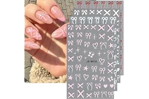 BYJKYEN Heart Bows Nail Art Stickers Heart Bows Nail Decals Black White Red Pink Bow Tie Nail Design Stickers for Nail Art Supplies Valentines Nail Stickers for Women Girls DIY Acrylic Nails Decoration
