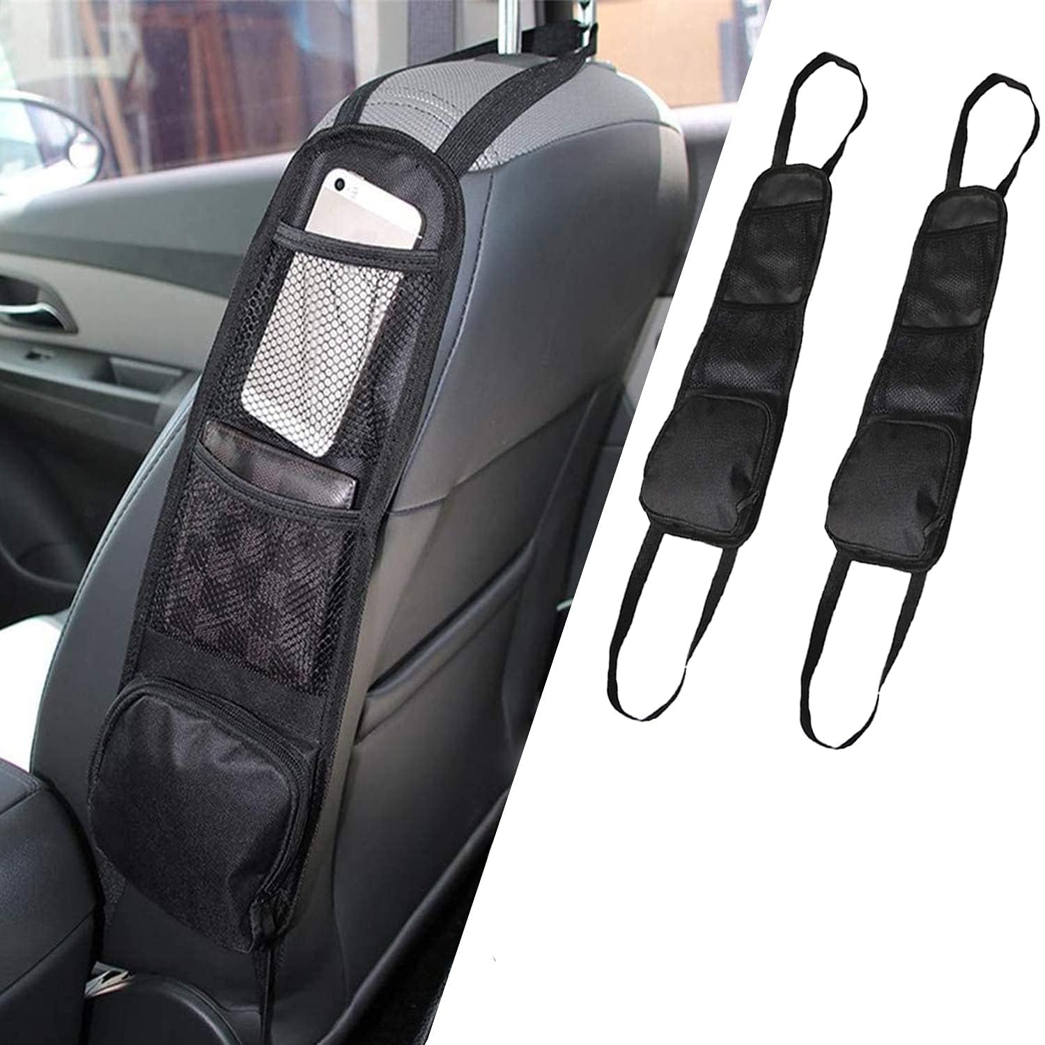 GIAK Car Organisers Car Seat Side Storage Bag Car Storage 2 Pack 3 Car Pocket Car Organiser Front Seat For All Vehicles Convenient To Put Ltems
