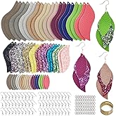 AOUXSEEM 181 Pcs Leaf Faux Leather Earrings Making Kit for Beginner, Contains 60 Pre Cut Lightweight Glitter Printed Syntheti