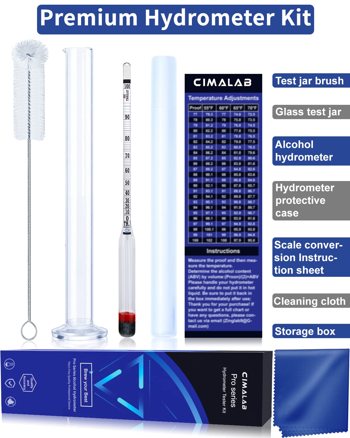 Mua Cimalab Hydrometer Alcohol Meter Test Kit, Hydrometer Alcohol 0200