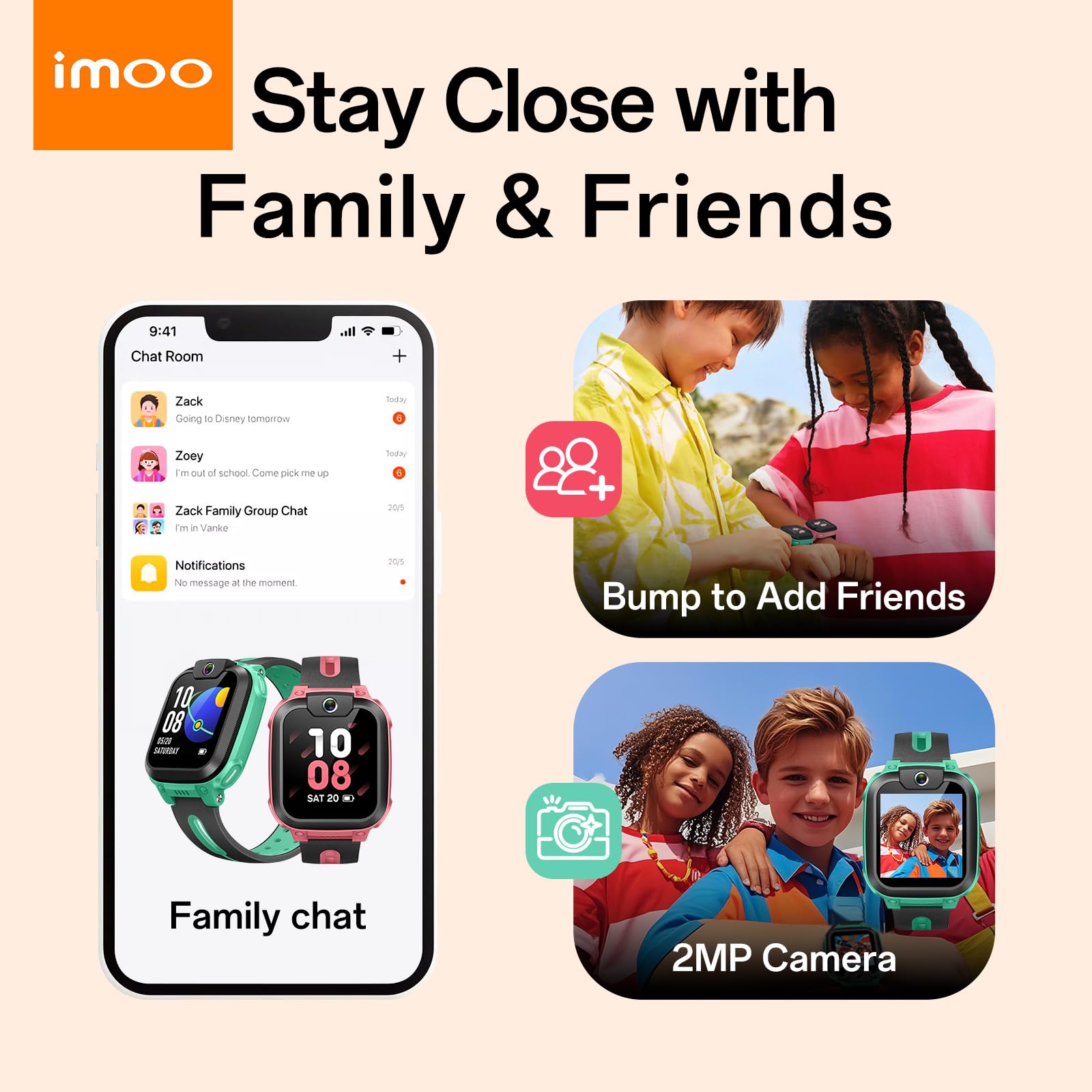 imoo Z1 Kinder-Smartwatch, 4G Anrufe Watch, IPX8 Wasserbeständigkeit, 1,3 Zoll, Frontkamera 2 MP, Schrittzähler, Lange Akkulaufzeit, Klassenzimmermodus (Rosa) 6