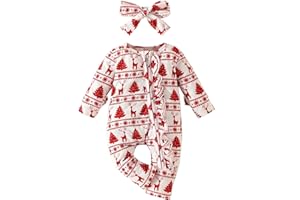 FOCUSNORM Toddler Christmas Baby Boy Girl Outfits Infant Fall Winter Clothes Cute Christmas Tree Jumnpsuit Long Sleeve Romper