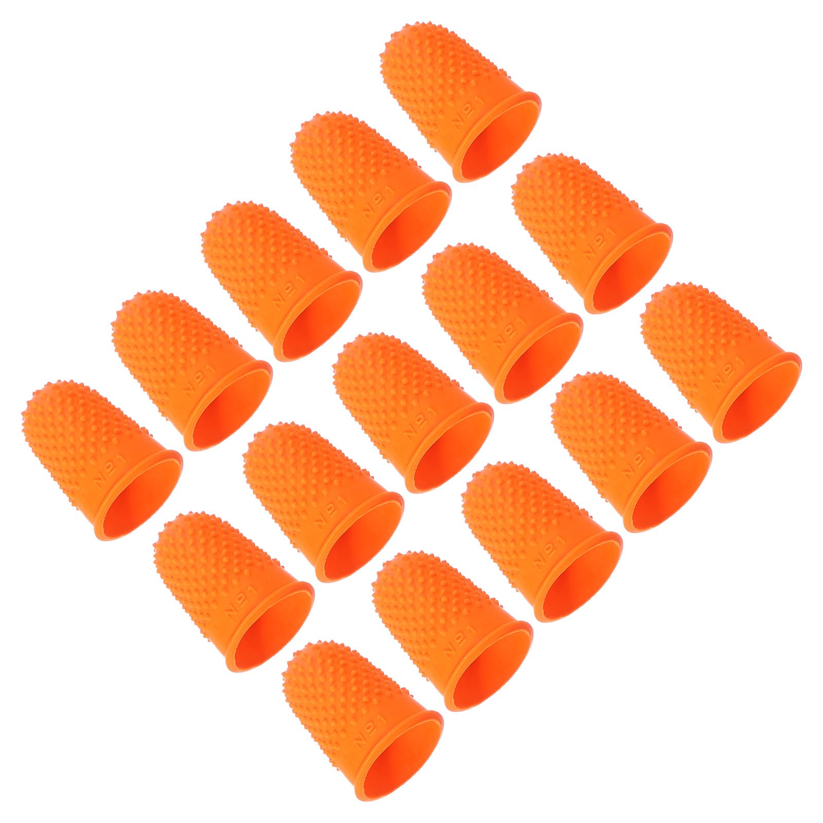 PATIKIL Rubber Finger Tips, 15 Pack Silicone Thumb Fingertip Protector Finger Cots Covers Guard Pads Thimble Grips for Office Counting Sewing, Orange M Size