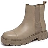 Athlefit Women's Chelsea Boots Platform Chunky Heel Slip On Elastic Lug Sole Ankle Booties