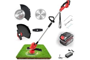 SANJIAN Electric Weed Eater with 21V 4.0Ah Lithium Battery, Battery Powered Weed Wacker, Battery Powered Weed Eater, Weed Trimmer Battery Powered, 3-in-1 Cordless Grass Trimmer/Edger Lawn Tool