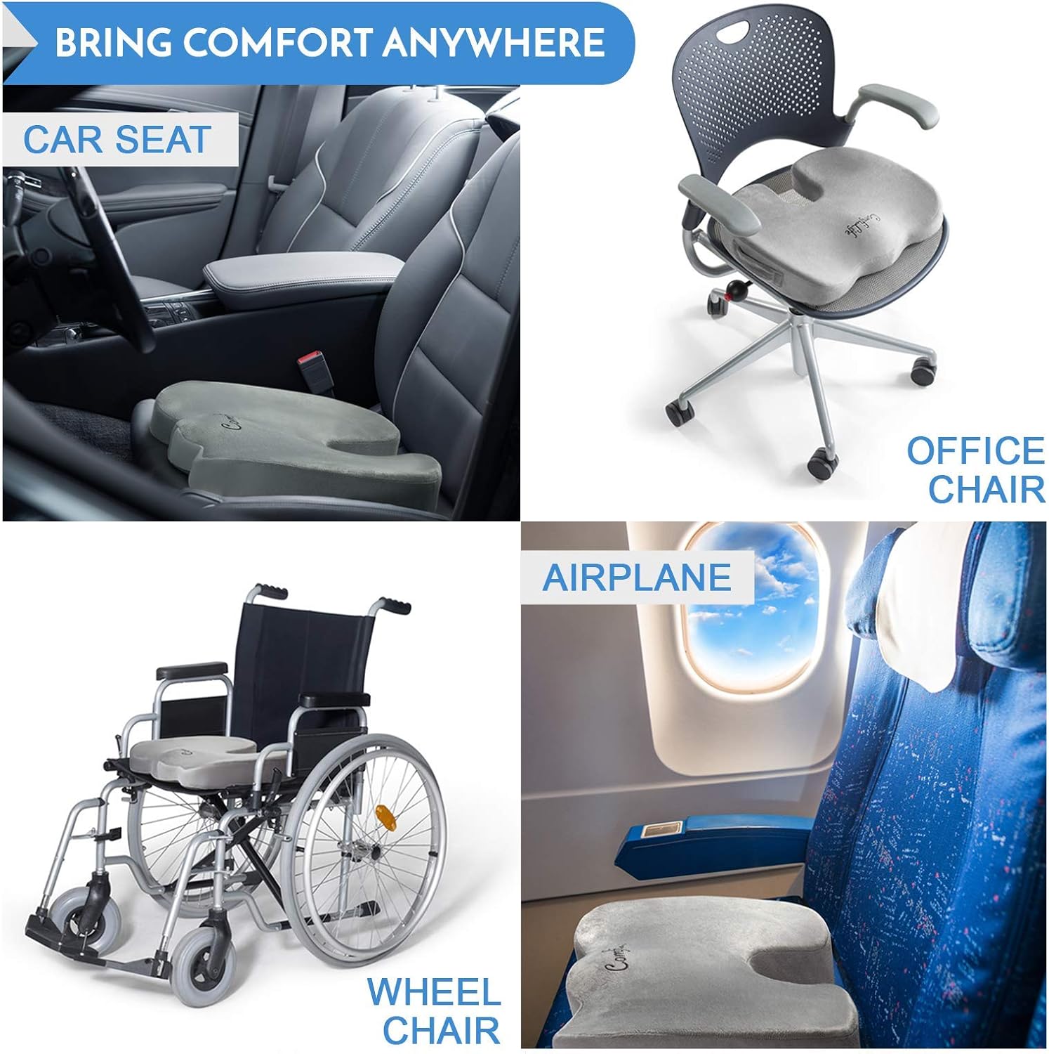 ComfiLife Seat Cushion & Lumbar Support Bundle - Office Chair & Car Seat Cushion for Back Pain & Sciatica Relief - 100% Memory Foam: Home & Kitchen