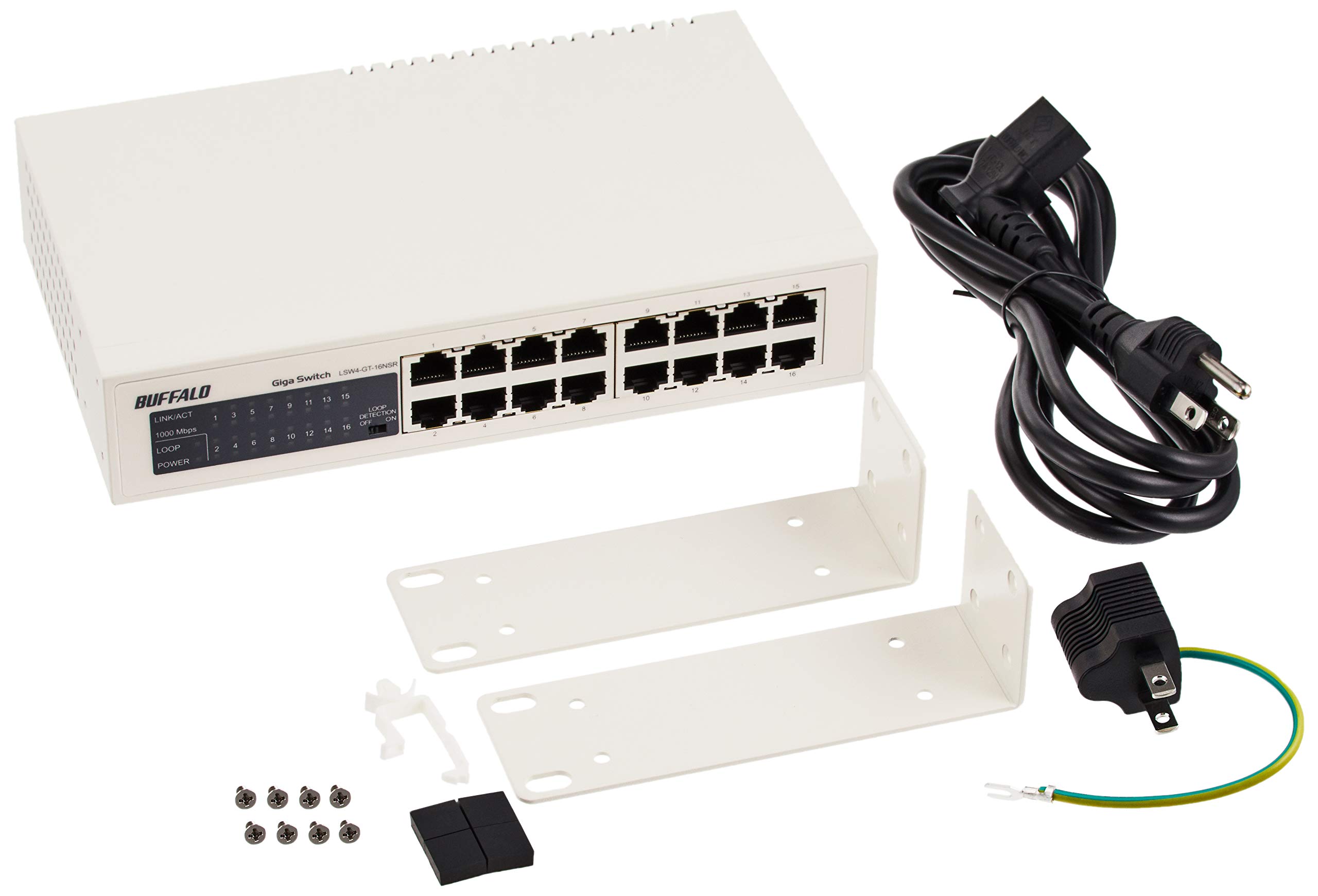 BUFFALO Giga対応 金属筺体 電源内蔵 16ポート ホワイト スイッチングハブ 日本メーカー LSW4-GT-16NSR商品画像