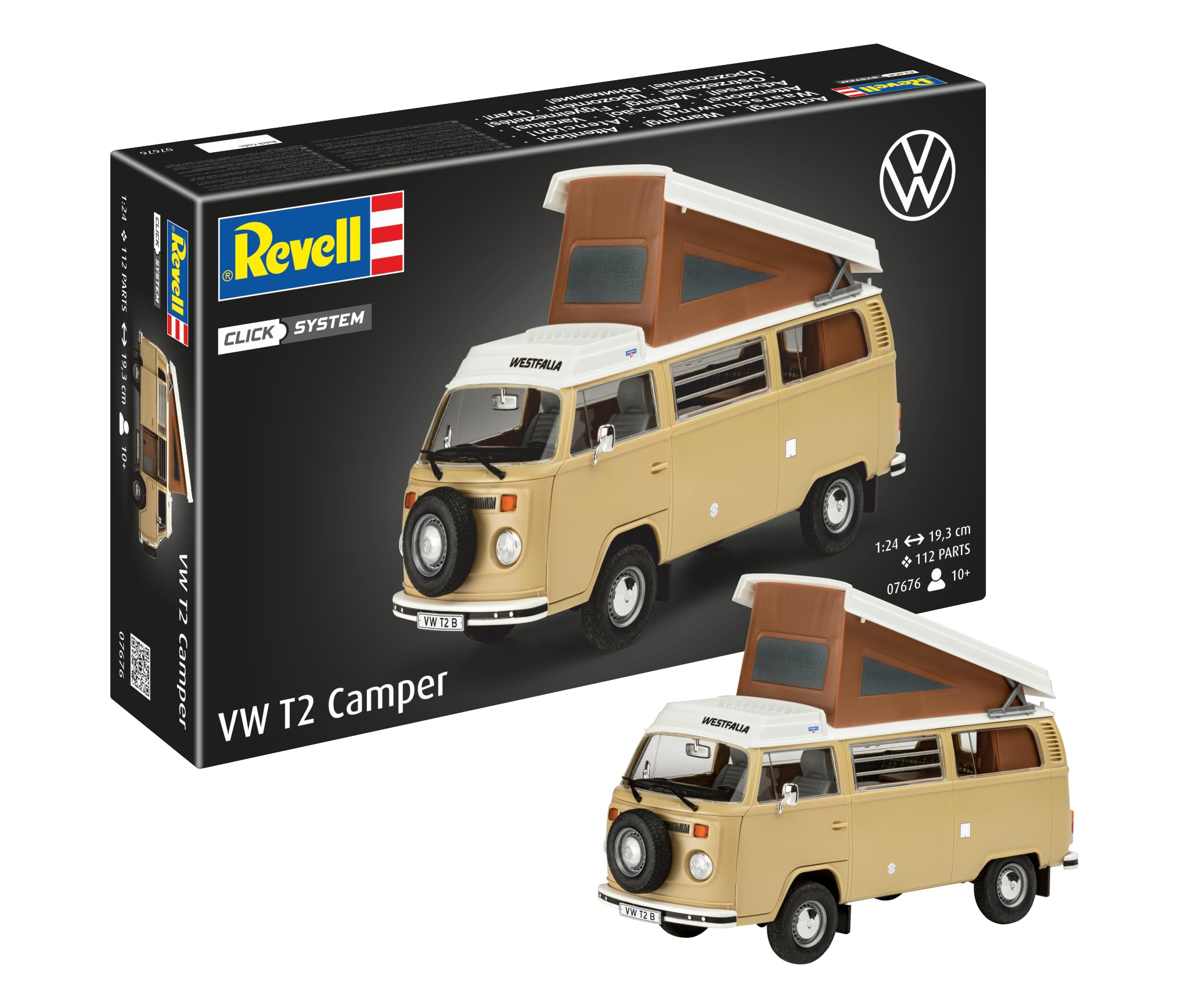 Photo 1 of Revell Easy-Click 07676 VW T2 Camper 1:24 Scale Unbuilt/Pre-Coloured/Click-Together (Non-Glue) Plastic Model Kit