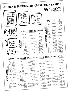 Magnetic Kitchen Conversion Charts By Talented Kitchen Magnet Size 7 X 5 Includes Weight Conversion Chart Liquid Conversion Chart And Temperature