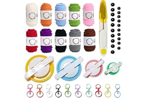 Pompom Makers, CHELIZIYA Pom Poms Maker Tool Set DIY Fluff Ball Weaver with Scissors for DIY Wool Yarn Knitting Craft Project (Yarns and Rings)