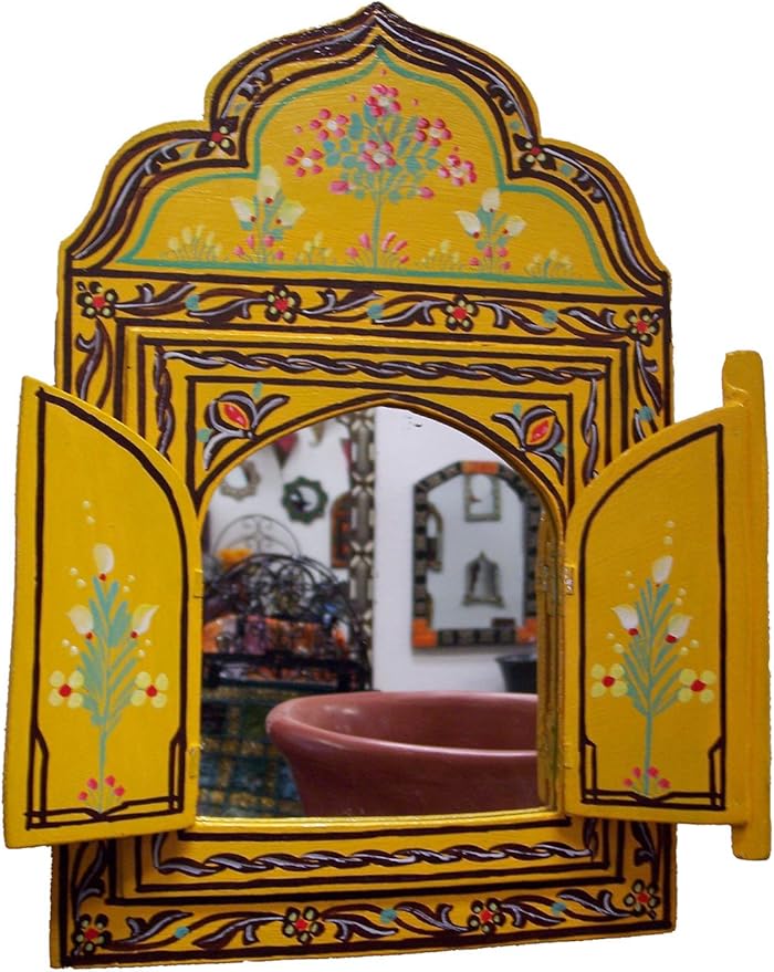 Moroccan Wall Mirror with Doors Hand Painted Arabesque