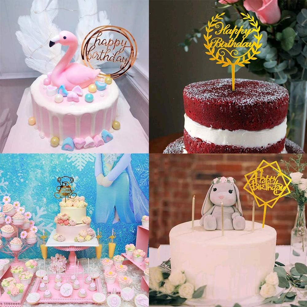 Napravi Rs Decorations Decorations Et Accessoires De Fete Pour Enfants Amacoam Cake Topper Happy Birthday Decoration Gateau Anniversaire 8 Pieces Or Topper De Gateau Acrylique Cupcake Toppers Pour Decorer Le Gateau Danniversaire Fete