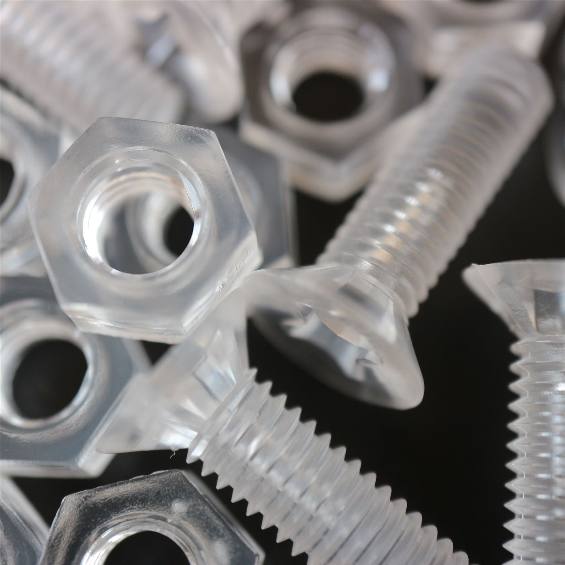 50 x Crosshead Countersunk Screw Nuts and Bolts, Transparent Clear Plastic Acrylic, M6 x 20mm - Acrylic Plastic Screws