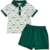 Sprifallbaby Toddler Baby Boy Summer Clothes Golf Cart Embroidery Lapel Tshirt Tops Golf Shorts Set Infant Sweatsuit Outfits