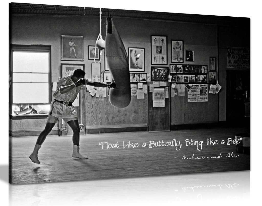 30x20in Muhammad Ali Champion Quote Float Like A Butterfly Canvas Wall