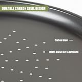 GEEZY Large Non-Stick Pizza Baking Tray 32cm Set of 2 Carbon Steel Perforated view 2