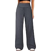 IWD Wide Leg Sweatpants Women High Waist Fleece Lined Sweat Pants Baggy Straight Athletic Pants with Pockets