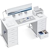 ODK 48 Inch White Computer Desk with 8 Fabric