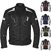 HWK Scorpion Motorcycle Jacket for Men & Women, Motorcycle Gear with Body Armor Foam Padding and Breathable Cordura Fabric, Reflective Motor Bike Jacket for Improved Night Visibility - Black, Large