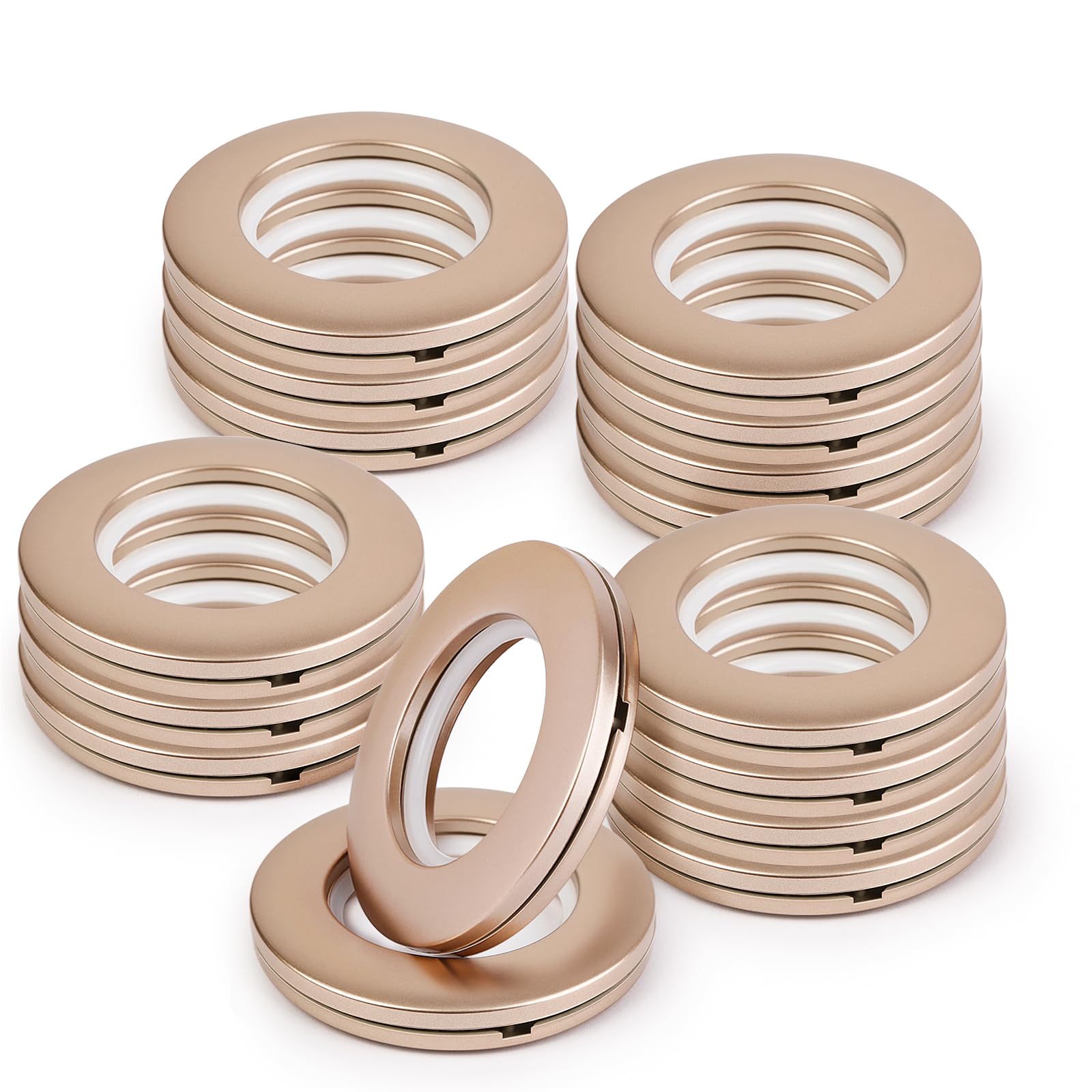 WCIC 16PCS Curtain Grommet Kit 40mm Plastic Eyelet Rings DIY Nanoscale Silencing Roman Rings for Window Shower Curtain Rod Matte Coffee
