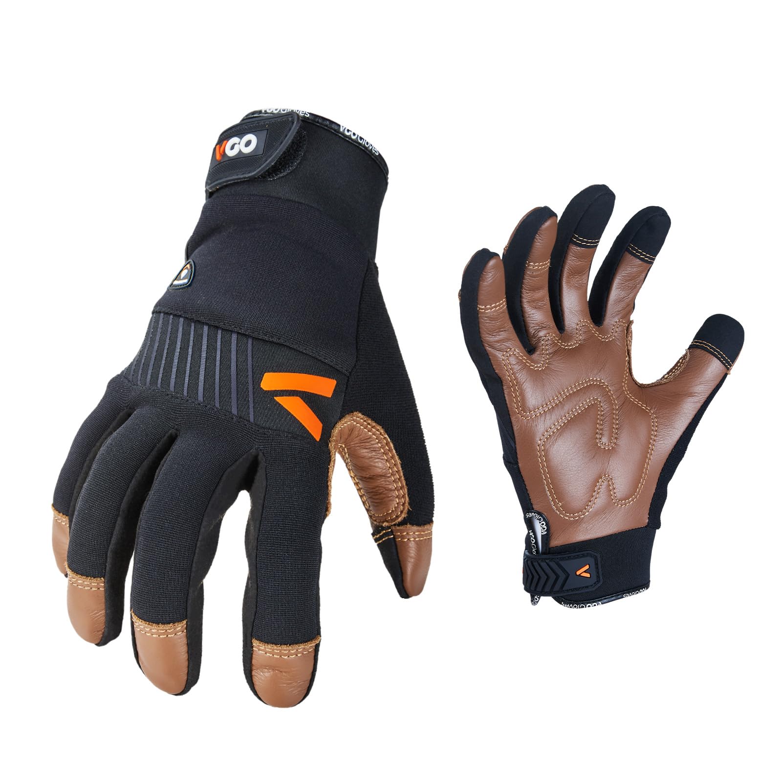 Vgo... 0℃/32°F Winter Cow Leather Work Gloves, Cold Weather Waterproof Safety Work Gloves,Cold Storage or Freezer Use,w/3M Thinsulate Lining 1Pair CA9765FLWP(Browm,XL)