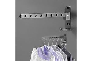 REGODI Foldable Wall Mounted Drying Rack for Laundry - Space Saving Clothes Hanger, Coat & Clothing Dryer, Heavy Duty & Easy 