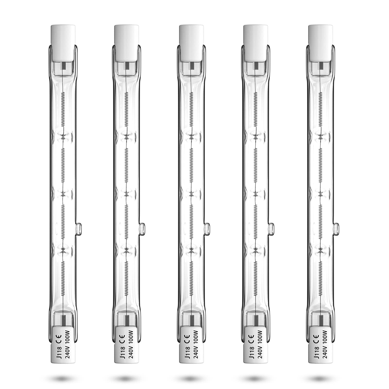 Bonlux R7s Halogen Bulb 118mm 100W Dimmable - Linear Floodlight J118 Security Light J Type Double Ended - Warm White 2800K, 5-Pack