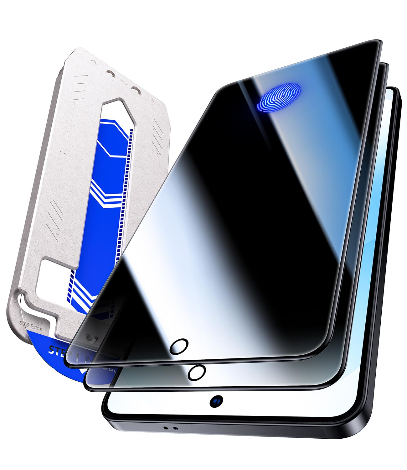 Photo 1 of Hoerrye for Samsung Galaxy S25 Edge Privacy Screen Protector - [100% Fingerprint Unlock][Easy Installation Tool] 24° Anti-Spy, 9H+ Military-Grade & Longest Durable Tempered Glass, 2Pack