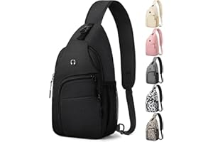 Pritent Crossbody Bags for Women Man, Waterproof Sling Bag Backpack Trendy Casual Cross Body Bags with Convertible Shoulder Strap Chest Bag for Camping Hiking Travel Essentials (Black, Medium)