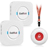CallToU Caregiver Pager Wireless Call Button Nurse Alert System 500+ Feet for Home/Elderly/Patient/Disabled 06WS (2 Receiver 1 Round Button (3 Piece))