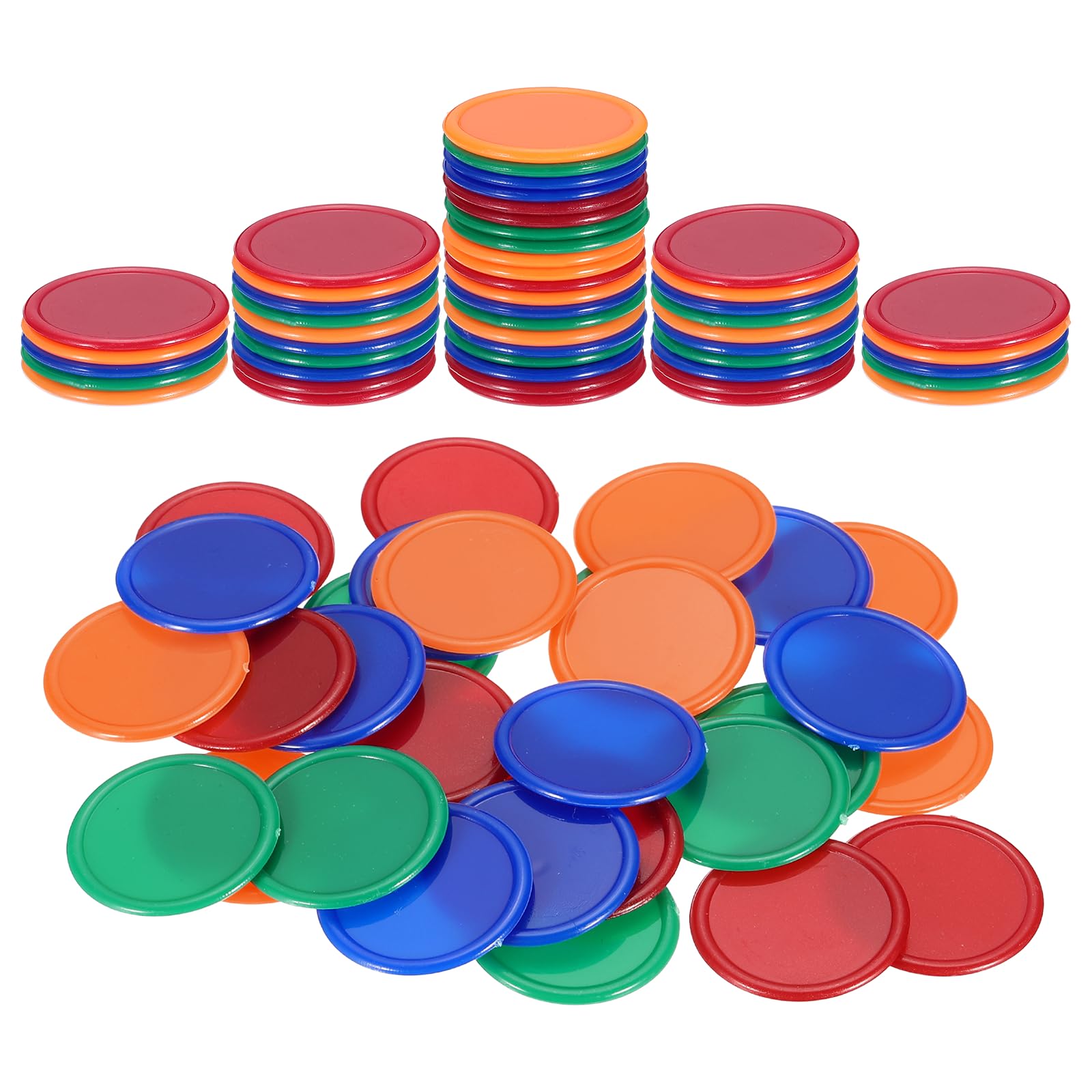 sourcing map 100Pcs 1.2 Inch Plastic Poker Chips, Mini Bingo Chips Learning Counters Counting Counters Disks Markers Opaque Game Tokens for Game Play Math Counting, Orange/Blue/Green/Red