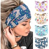 Olbye Easter Headbands Wide Knotted Turban Head Band Bunny Hairbands Non Slip Elastic Workout Head Wraps Yoga Hair Scarf Easter Hair Accessories for Women 4Pcs (Easter A)