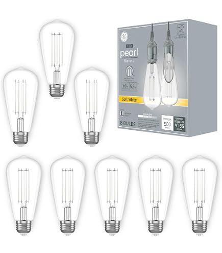 GE Pearl Filament LED Light Bulbs, ST19 Edison Style, Pearl