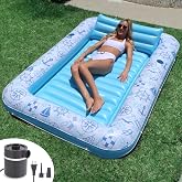 Inflatable Tanning Pool Lounger Float (Electric Pump Included) 85&rdquo; x 58&rdquo; - Sun Bathing Sun Tanning in Pool or Backyard
