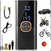 Tire Inflator Portable Air Compressor, Digital Pressure Gauge, Auto Stop | 150 PSI, Cordless Air Pump, Digital Pressure Gauge, LED Light, Auto Stop