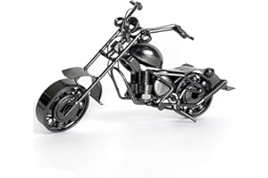 Shadowvoxel Vintage Metal Motorcycle Sculpture, Iron Desk Moto Decor Gift for Rider/Dad/Friend or Anyone Love Motorcycles(H3-Black)